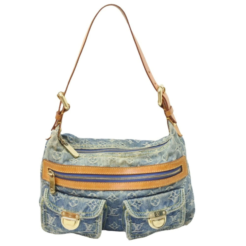 Louis Vuitton Monogram Denim Baggy Shoulder Bag Strap Canvas Blue